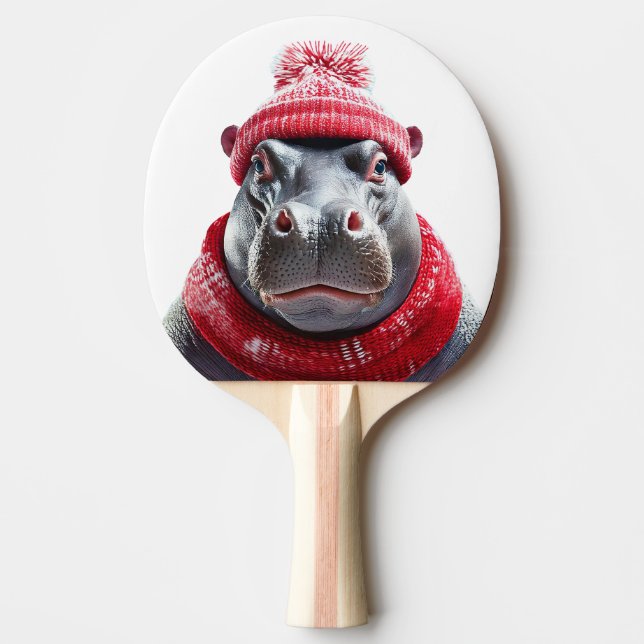 Pala De Ping Pong Bufanda y gorro de hipopótamo  (Anverso)