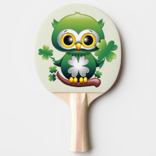 Pala De Ping Pong Búho Bebé Lindo Cartoon de San Patricio