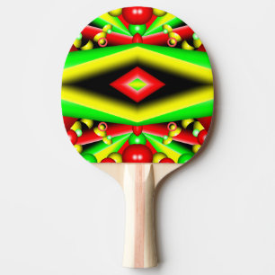 Pala De Ping Pong Burbujas Y Rayas Amarillas Rojas Verdes Resumen Ar