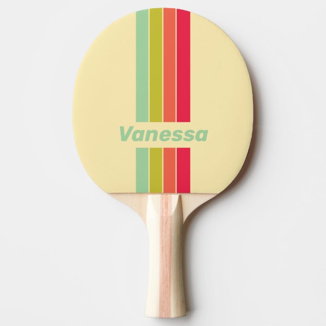 Pala De Ping Pong Buttercream Whisper Pin Striped with Name (Anverso)