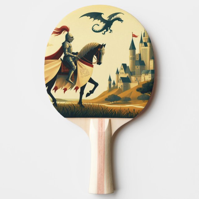 Pala De Ping Pong Caballero medieval/dragón/fantasía de castillo (Anverso)