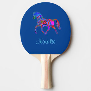 Pala De Ping Pong Caballo arco iris - añadir nombre
