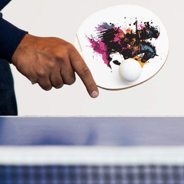 Pala De Ping Pong Caballo de guerrero en acuarela (in situ)