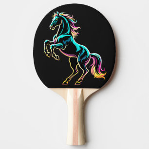 Pala De Ping Pong Caballo Luz de Neón Glitch Estilo Retro