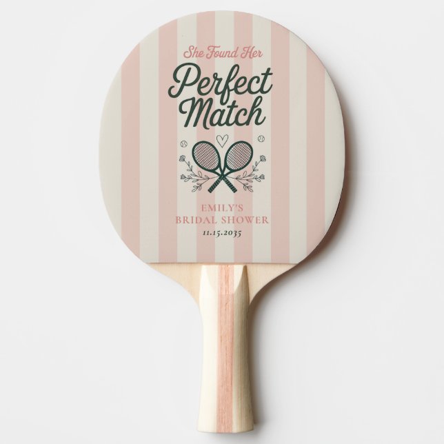 Pala De Ping Pong Caballo perfecto Club Social Tennis Bridal Shower (Anverso)