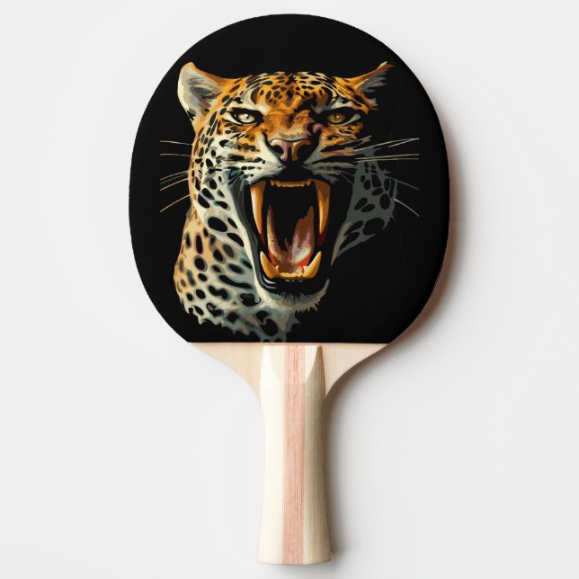 Pala De Ping Pong Cabeza de ataque ruidosa de leopardo (Anverso)