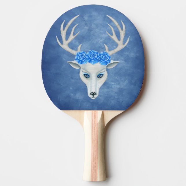 Pala De Ping Pong Cabeza de ciervo blanco Misteriosos Antlers Rosas  (Anverso)