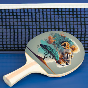 Pala De Ping Pong Cabeza de león de Safari Africano