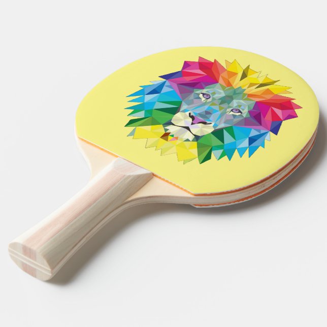 Pala De Ping Pong Cabeza de león geométrico (Ángulo trasero)