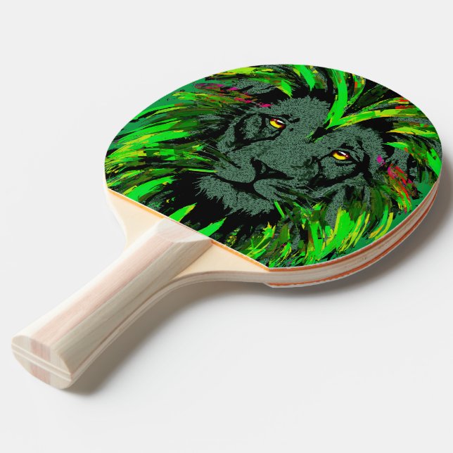 Pala De Ping Pong Cabeza de León Verde - Lion Ping Pong Paddle (Ángulo frontal)