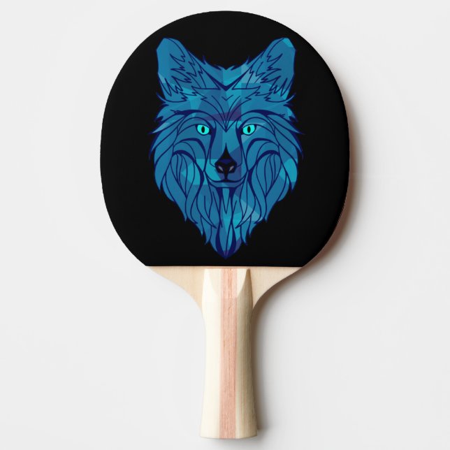 Pala De Ping Pong Cabeza de Lobo de Polo Azul (Anverso)