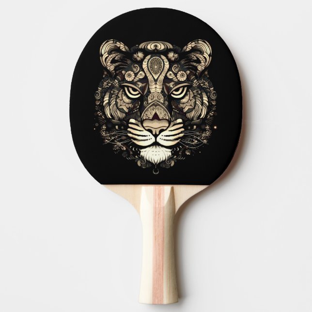 Pala De Ping Pong Cabeza del tigre dorado (Anverso)