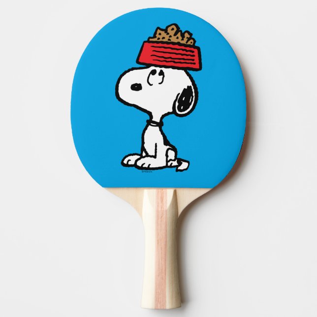 Pala De Ping Pong Cacahuetes | Snoopy Balanceando Su Plato De Perro (Anverso)