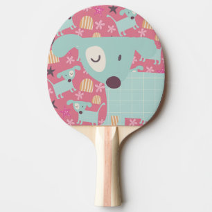 Pala De Ping Pong Cachorros, estrellas y flores