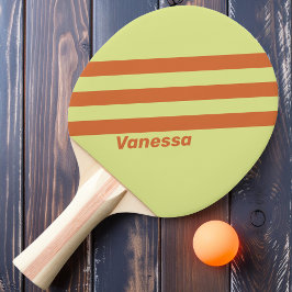 Pala De Ping Pong Cactus del Desierto Retro Tres Franjas con Nombre