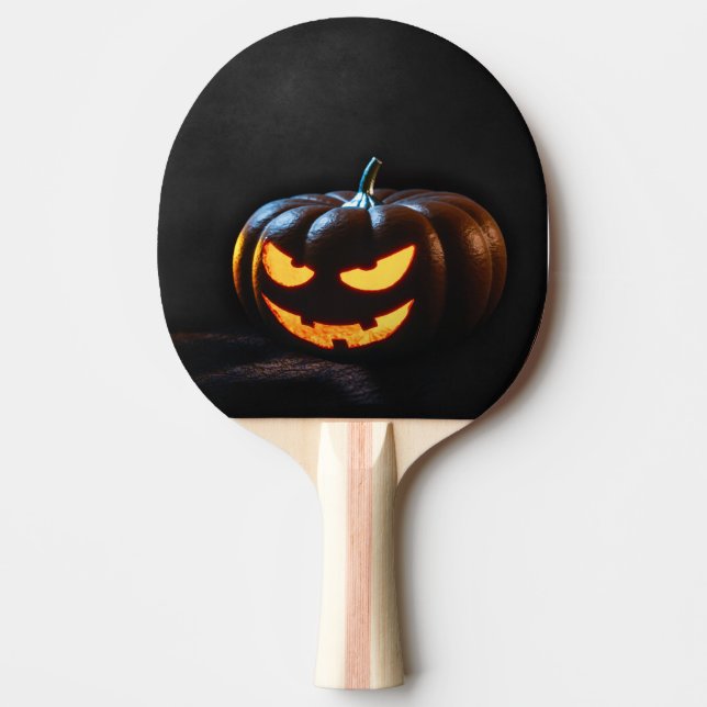 Pala De Ping Pong Calabaza de Halloween Jack-O-Lantern Spooky (Anverso)