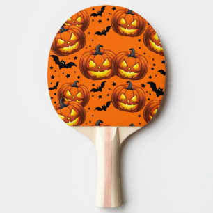 Pala De Ping Pong Calabaza de Halloween y murciélagos