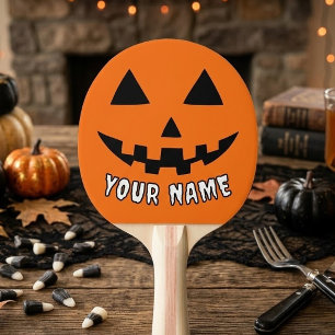 Pala De Ping Pong Calabaza Naranja Personalizada de Halloween con Tu