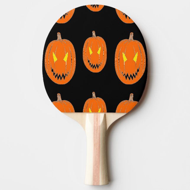 Pala De Ping Pong Calabaza naranja sobre negro (Anverso)