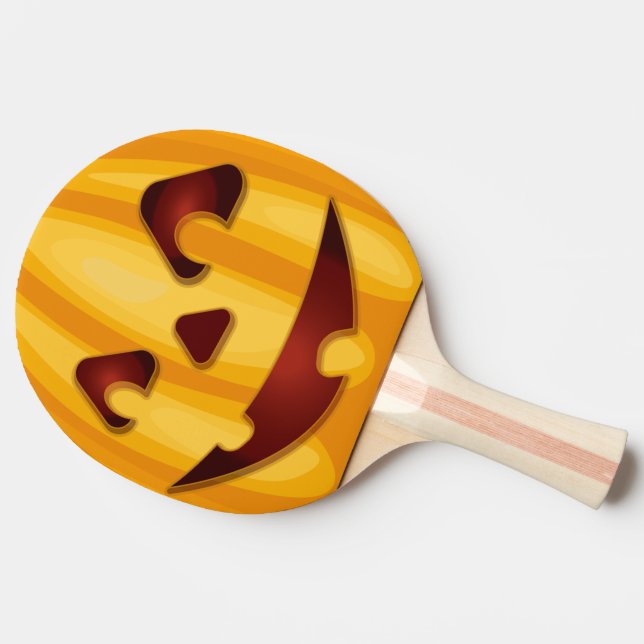 Pala De Ping Pong Calabaza tallada sonriendo diseño de Halloween (Reverso)