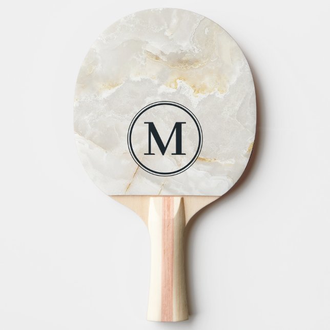 Pala De Ping Pong Calacatta Gold Marble Stone Monogram (Anverso)