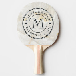 Pala De Ping Pong Calacatta Gold Marble Stone Wedding Monogram