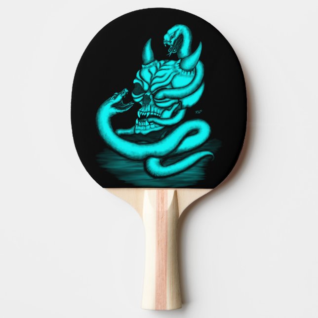 Pala De Ping Pong Calavera - Cabeza malvada con serpiente (Anverso)