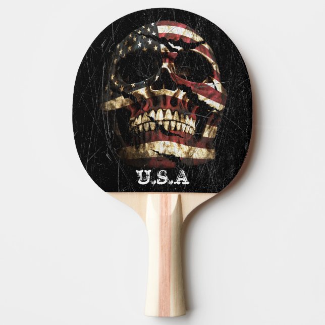 Pala De Ping Pong Calavera de Estados Unidos (Anverso)