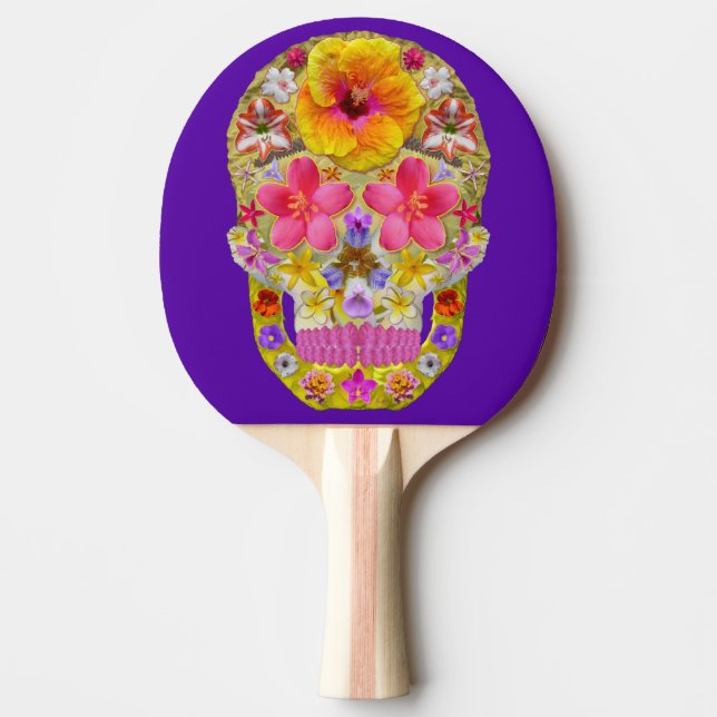 Pala De Ping Pong Calavera de flores 4 - Tropical (Anverso)