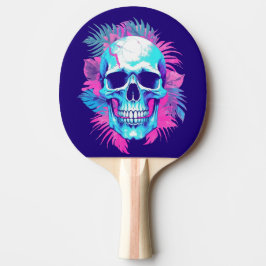 Pala De Ping Pong Calavera floral al estilo de la onda de vapor