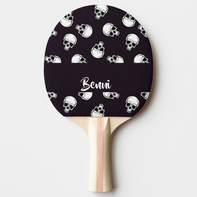 Pala De Ping Pong Calaveras blancas con motivos morados (Anverso)
