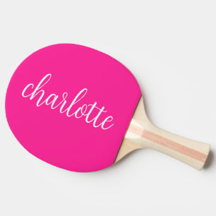 Pala De Ping Pong Caligrafía femenina rosa caliente y blanca