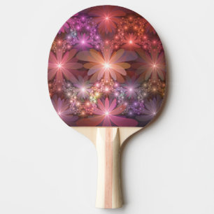 Pala De Ping Pong Cama De Flores Colorido Brillante Arte Fractal Abs