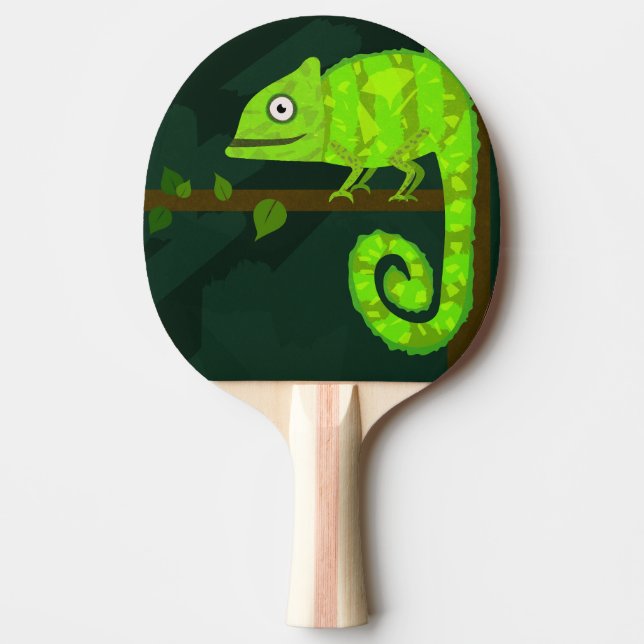 Pala De Ping Pong Camaleón lindo verde (Anverso)
