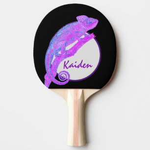 Pala De Ping Pong Camaleón púrpura con marco circular