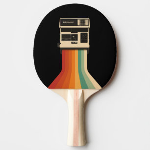 Pala De Ping Pong Cámara Retro con Impresión de Arcoíris