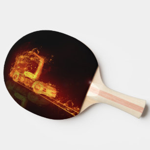 Pala De Ping Pong Camión rojo quemándose en llamas