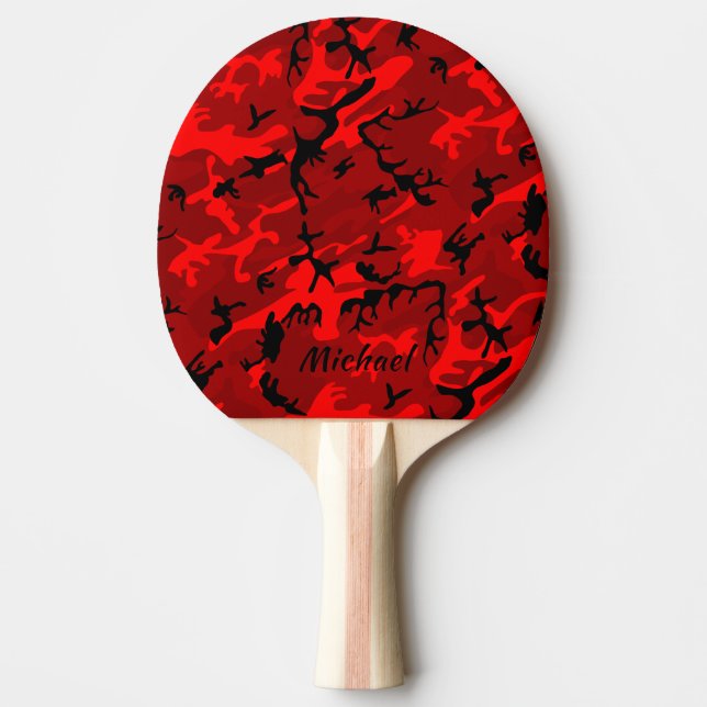 Pala De Ping Pong Camo Rojo - Personalizado (Anverso)