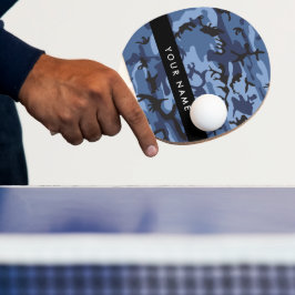 Pala De Ping Pong Camuflaje Azul Marino Personaliza tu nombre