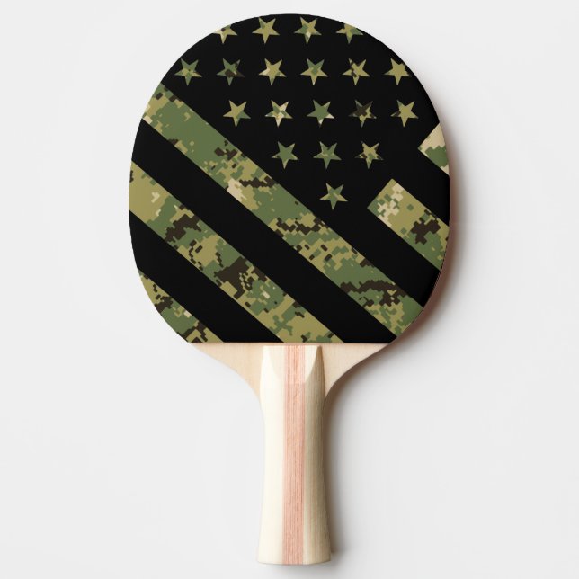 Pala De Ping Pong Camuflaje digital militar Bandera estadounidense (Anverso)