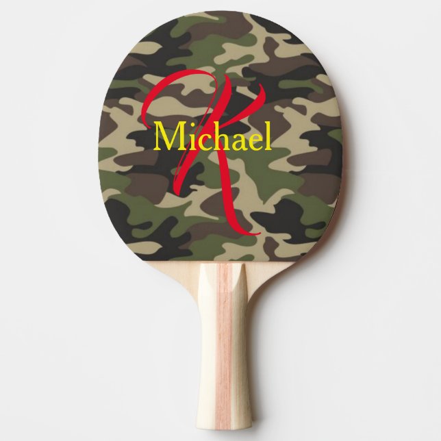 Pala De Ping Pong Camuflaje Monogramado Personalizado personalizado  (Anverso)