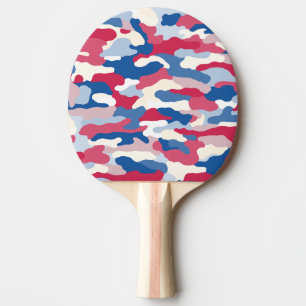 Pala De Ping Pong Camuflaje rojo blanco y azul