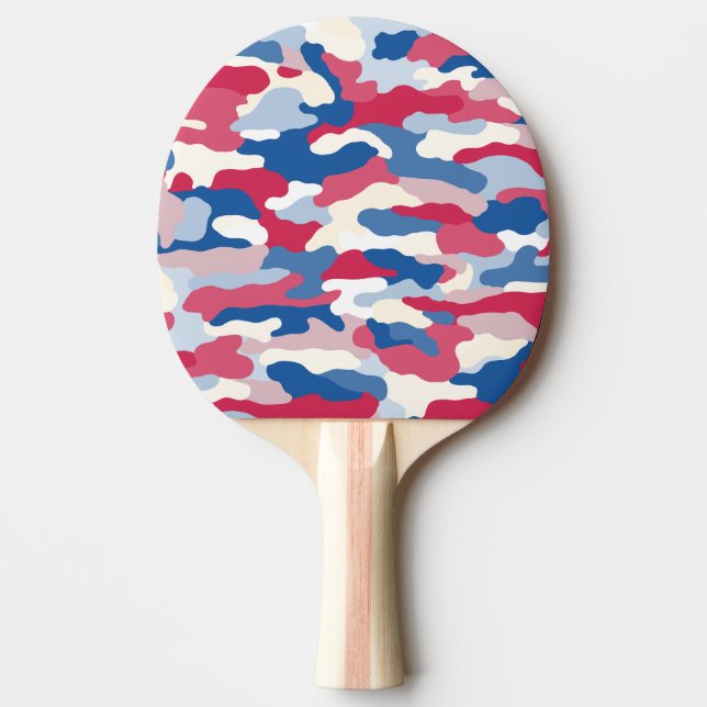 Pala De Ping Pong Camuflaje rojo blanco y azul (Anverso)