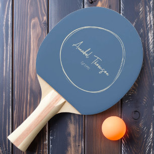 Pala De Ping Pong Capri Azul Moderno de Mitad de Siglo con Nombre
