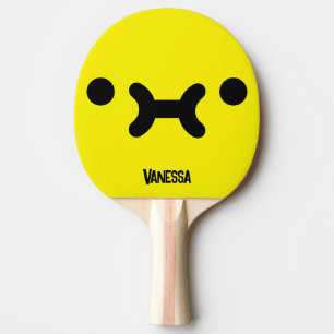 Pala De Ping Pong Cara amarilla con puchero y nombre