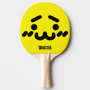 Pala De Ping Pong Cara Amarilla Torpe y Llena de Encanto con Nombre