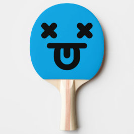 Pala De Ping Pong Cara Azul con Lengua Afuera Aturdida