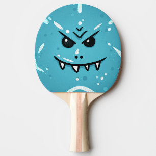 Pala De Ping Pong Cara azul divertida con sonrisa disimulada