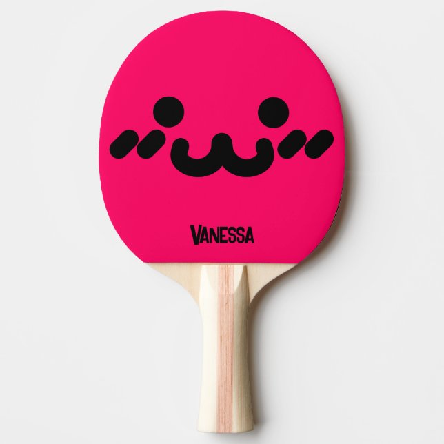 Pala De Ping Pong Cara Bonita Rosa con Nombre (Anverso)