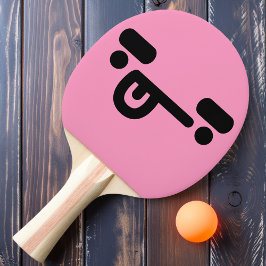 Pala De Ping Pong Cara Confundida Traviesa Rosa Claro Paleta de Ping